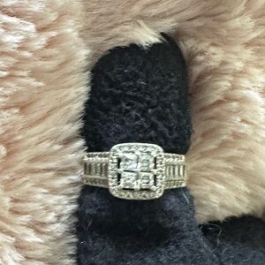 Elegant 925 Sterling Silver with natural diamonds Square-Cut Ring